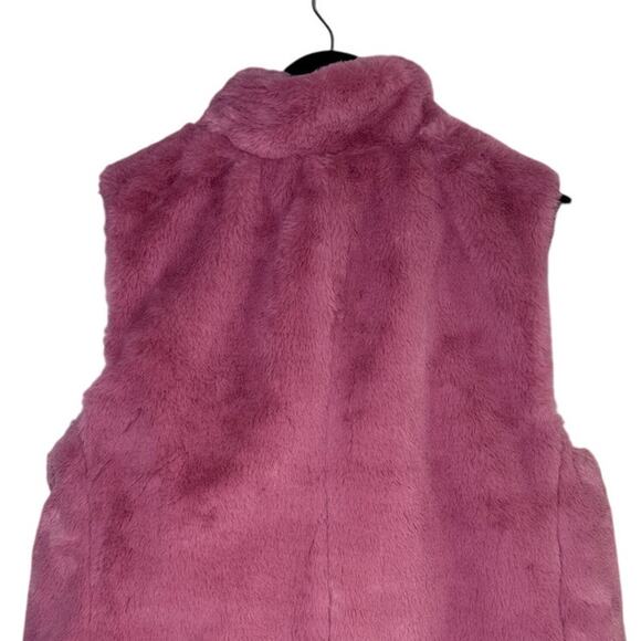 J.Crew Faux Fur Sleeveless Vest Pockets Zip Up Closure Lined Small Guava Berry - Picture 7 of 16